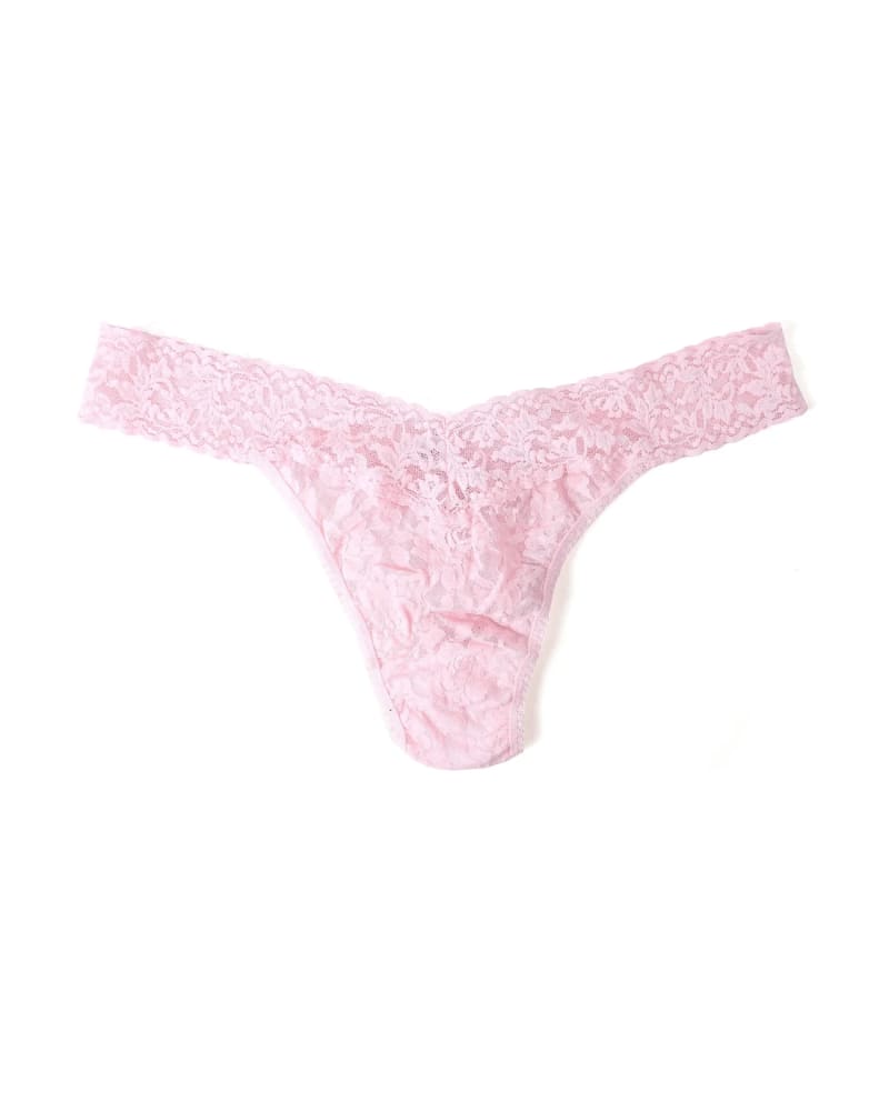 Front of a size one-size-fits-all SIGNATURE LACE PLUS THONG in BLIS-BLISS PINK by Hanky Panky. | dia_product_style_image_id:272609